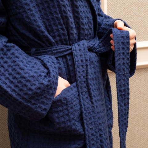 Apone - Terry Honeycomb Hooded Bathrobe