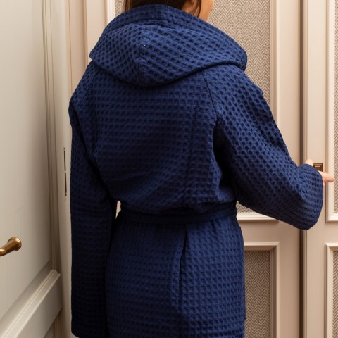 Apone - Terry Honeycomb Hooded Bathrobe