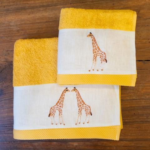 Jungle - Terry Towel Set with Embroidered Linen Border