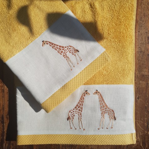 Jungle - Terry Towel Set with Embroidered Linen Border