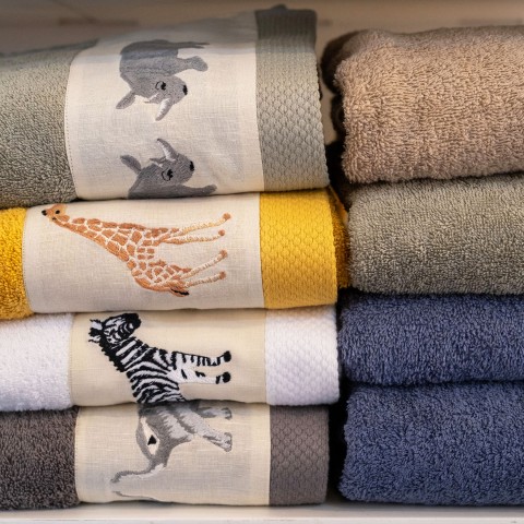 Jungle - Terry Towel Set with Embroidered Linen Border