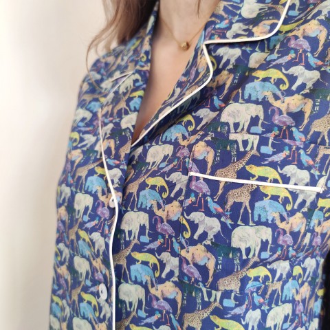 Liberty Zoo Blu - Women Pajama in Liberty London Fabric