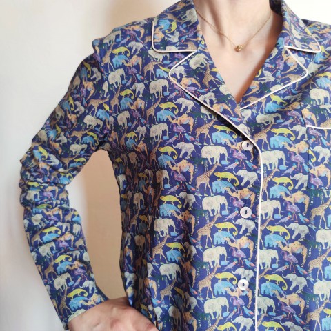 Liberty Zoo Blu - Women Pajama in Liberty London Fabric