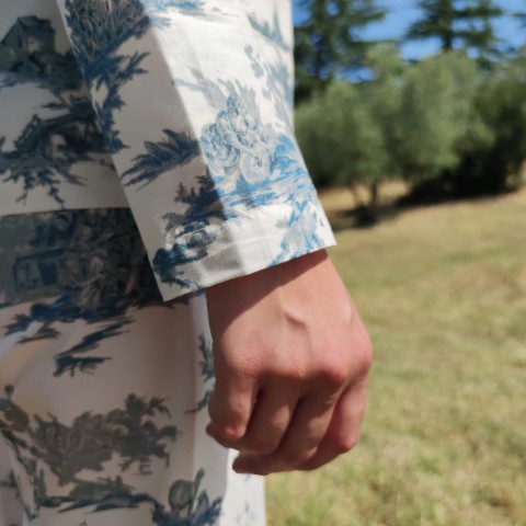 Toile de Jouy Blue - Cotton Percale Women Pajama
