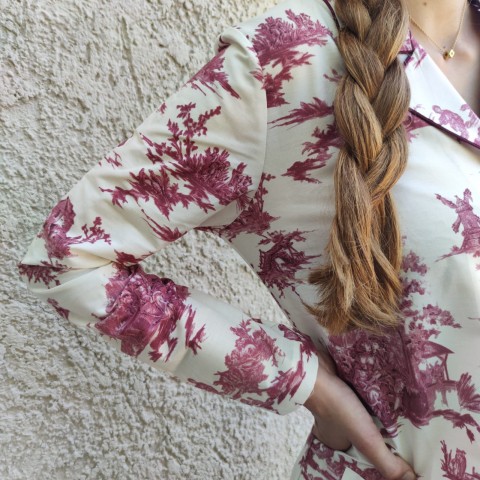 Toile de Jouy Bordeaux - Cotton Percale Women Pajama