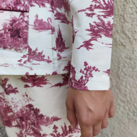 Toile de Jouy Bordeaux - Cotton Percale Women Pajama
