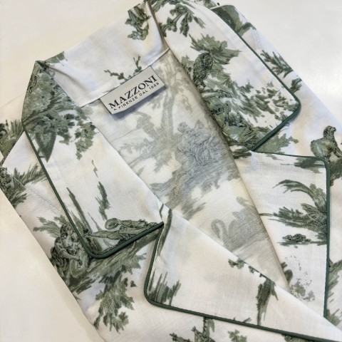 Toile de Jouy Green - Cotton Percale Women Pajama