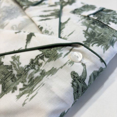 Toile de Jouy Green - Cotton Percale Women Pajama