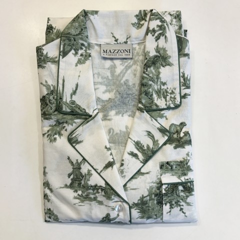 Toile de Jouy Green - Cotton Percale Women Pajama