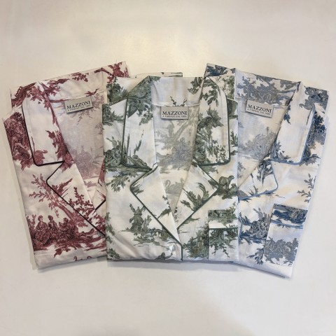 Toile de Jouy Green - Cotton Percale Women Pajama