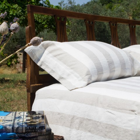 Vintage Bold Stripes - Linen Double Duvet Cover Set